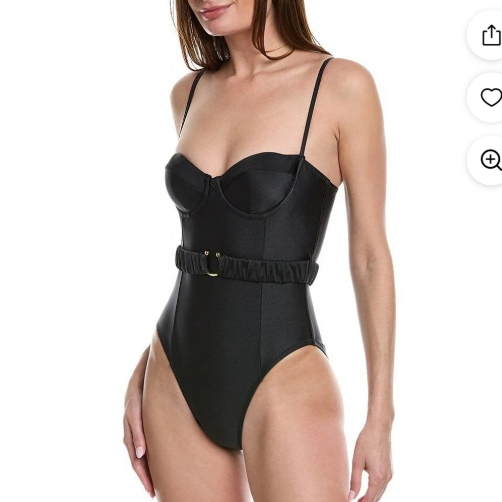 Solid and striped black one piece swimsuit M